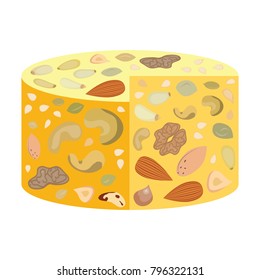 vector illustration of vegan cheese dairy free with different nuts