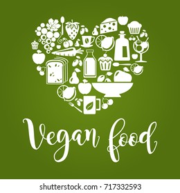 Healthy Food Concept Vintage Style Heart Stock Vector (royalty Free 