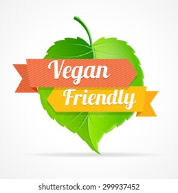 Vector illustration vegan friendly label can be used for restaurants and shops