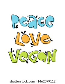 Vector illustration of Vegan text for tags, stickers, advertising and banners. Hand drawn Fancy decorative lettering, typography for vegan production. 