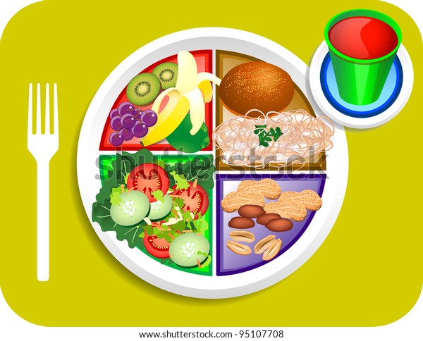 Vector Illustration Vegan Vegetable Lunch Items Stock Vector (Royalty ...