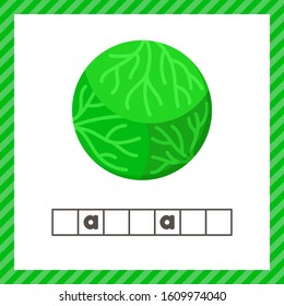 Vector illustration. Vegetable. Cabbage. Educational logic worksheet for preschool and school age. Guess the word.