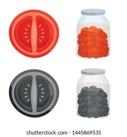 Vector illustration of vegetable and delicious logo. Set of vegetable and natural stock symbol for web.