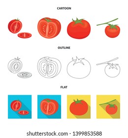 Vector illustration of vegetable and delicious sign. Collection of vegetable and natural vector icon for stock.