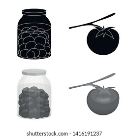 Vector illustration of vegetable and delicious sign. Collection of vegetable and natural vector icon for stock.
