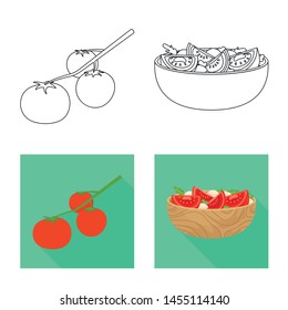 Vector illustration of vegetable and delicious sign. Set of vegetable and natural vector icon for stock.