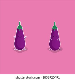 vector illustration of vegetable eggplant character