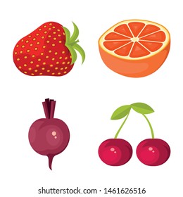 Vector illustration of vegetable and food icon. Set of vegetable and ripe vector icon for stock.