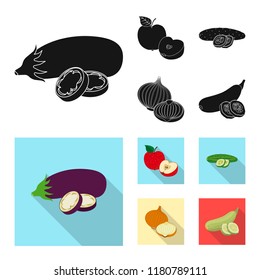 Vector illustration of vegetable and fruit icon. Set of vegetable and vegetarian stock vector illustration.