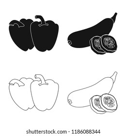 Vector illustration of vegetable and fruit icon. Collection of vegetable and vegetarian vector icon for stock. Vector illustration of vegetable and fruit icon. Collection of vegetable and vegetarian vector icon for stock.