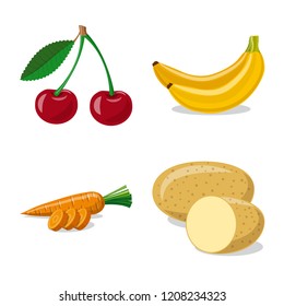 Vector illustration of vegetable and fruit icon. Collection of vegetable and vegetarian stock vector illustration.