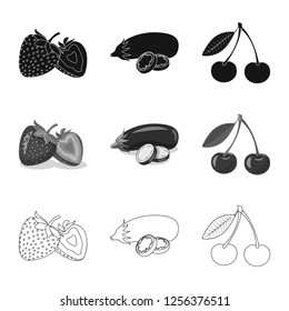 Vector illustration of vegetable and fruit icon. Collection of vegetable and vegetarian vector icon for stock.