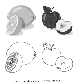 Vector illustration of vegetable and fruit icon. Set of vegetable and vegetarian stock vector illustration.