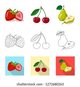Vector illustration of vegetable and fruit icon. Set of vegetable and vegetarian stock vector illustration.
