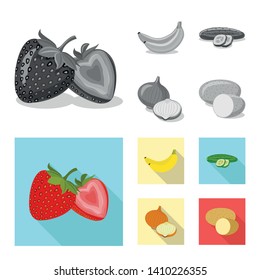 Vector illustration of vegetable and fruit icon. Set of vegetable and vegetarian stock symbol for web.