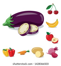Vector illustration of vegetable and fruit icon. Collection of vegetable and vegetarian stock vector illustration.