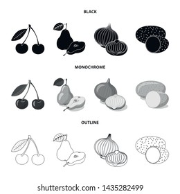 Vector illustration of vegetable and fruit icon. Set of vegetable and vegetarian stock symbol for web.