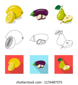 Vector illustration of vegetable and fruit logo. Set of vegetable and vegetarian stock symbol for web.