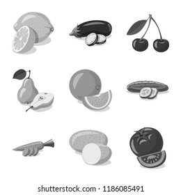 Vector illustration of vegetable and fruit logo. Collection of vegetable and vegetarian stock vector illustration.