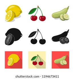 Vector illustration of vegetable and fruit logo. Set of vegetable and vegetarian vector icon for stock.
