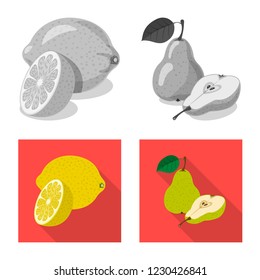 Vector illustration of vegetable and fruit logo. Collection of vegetable and vegetarian vector icon for stock.