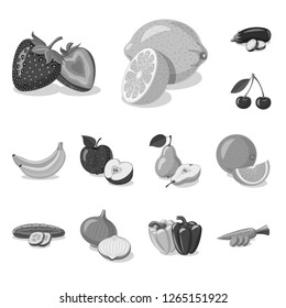 Vector illustration of vegetable and fruit logo. Set of vegetable and vegetarian stock symbol for web.