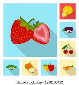 Vector illustration of vegetable and fruit logo. Collection of vegetable and vegetarian vector icon for stock.