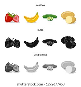 Vector illustration of vegetable and fruit logo. Collection of vegetable and vegetarian stock vector illustration.
