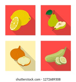 Vector illustration of vegetable and fruit logo. Set of vegetable and vegetarian vector icon for stock.