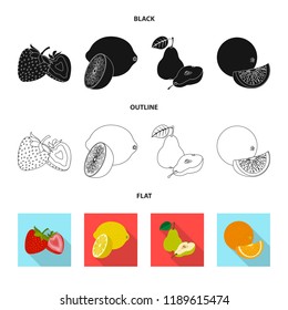 Vector illustration of vegetable and fruit sign. Collection of vegetable and vegetarian vector icon for stock.