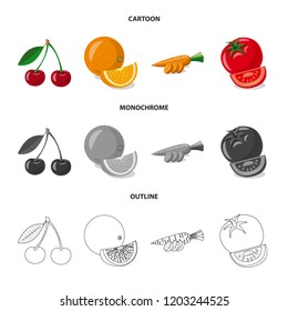 Vector illustration of vegetable and fruit sign. Collection of vegetable and vegetarian vector icon for stock.