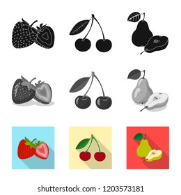 Vector illustration of vegetable and fruit sign. Set of vegetable and vegetarian stock symbol for web.