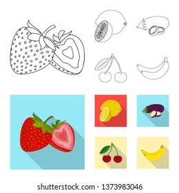 Vector illustration of vegetable and fruit sign. Set of vegetable and vegetarian stock symbol for web.