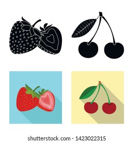 Vector illustration of vegetable and fruit sign. Set of vegetable and vegetarian stock symbol for web.