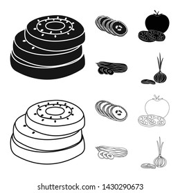 Vector illustration of vegetable and fruit sign. Collection of vegetable and food vector icon for stock.