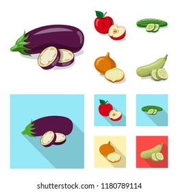 Vector illustration of vegetable and fruit symbol. Collection of vegetable and vegetarian vector icon 