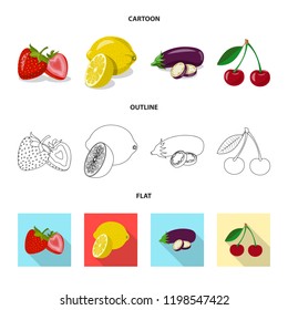 Vector illustration of vegetable and fruit symbol. Set of vegetable and vegetarian stock vector illustration.