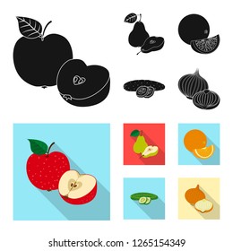 Vector illustration of vegetable and fruit symbol. Collection of vegetable and vegetarian stock symbol for web.