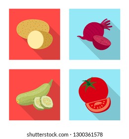 Vector illustration of vegetable and fruit symbol. Set of vegetable and vegetarian stock vector illustration.