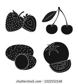Vector illustration of vegetable and fruit symbol. Set of vegetable and vegetarian vector icon for stock.