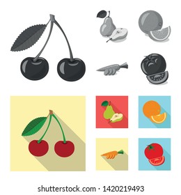 Vector illustration of vegetable and fruit symbol. Collection of vegetable and vegetarian stock vector illustration.
