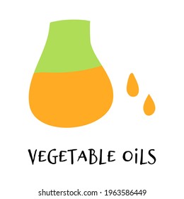 Ilustración vectorial del aceite vegetal en estilo plano dibujado a mano.