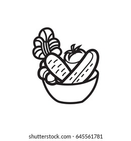 Vector illustration - Vegetable salad in a bowl - for food icon