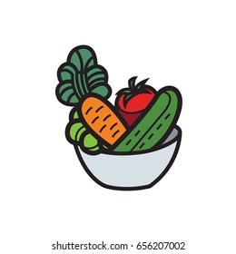 Vector illustration - Vegetable salad in a bowl - for food icon
