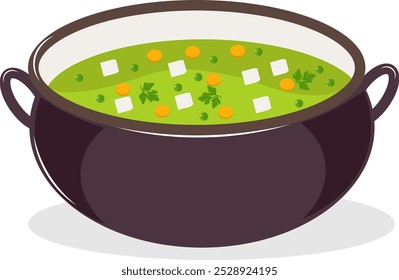 Ilustración vectorial de sopa de verduras 