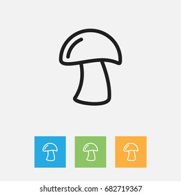 Vector Illustration Of Vegetable Symbol On Fungus Outline. Premium Quality Isolated Cep Element In Trendy Flat Style.