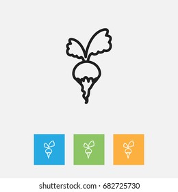Vector Illustration Of Vegetable Symbol On Turnip Outline. Premium Quality Isolated Radish Element In Trendy Flat Style.