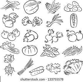 白黒の野菜コレクションのベクターイラスト のベクター画像素材 ロイヤリティフリー Shutterstock