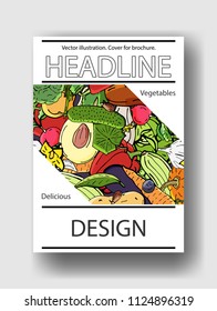 Vector illustration of vegetables. Cover template for brochures, posters, banners, postcards.