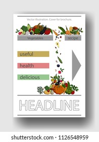 Vector illustration of vegetables. Cover template for brochures, posters, banners, postcards.